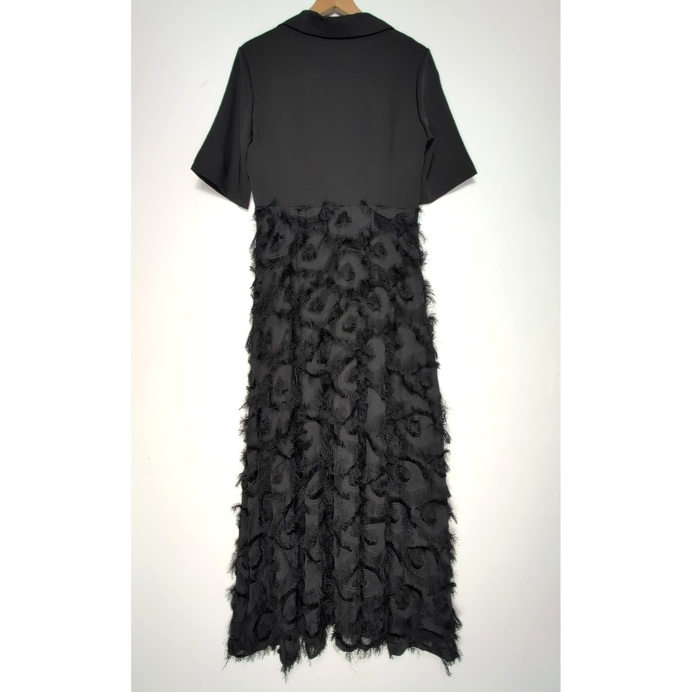 Vicky and Lucas Black Maxi Dress L NWT Feather Skirt Cocktail Evening Chic Party - Picture 2 of 16
